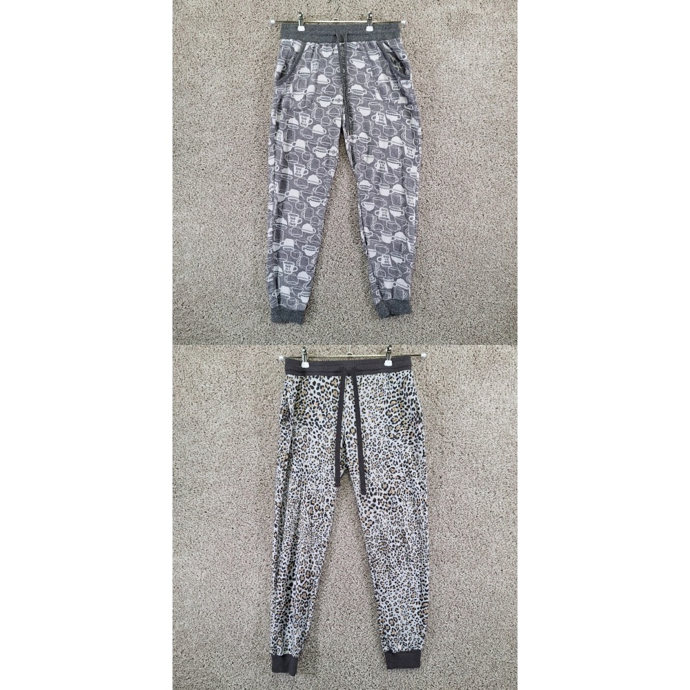 Secret Treasures Pajama Joggers Womens S Gray Leopard Coffee Lot 2 Cozy Lounges